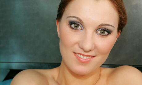 Luscious young Lenka in fancy skirt uncovers tiny tits and masturbates 